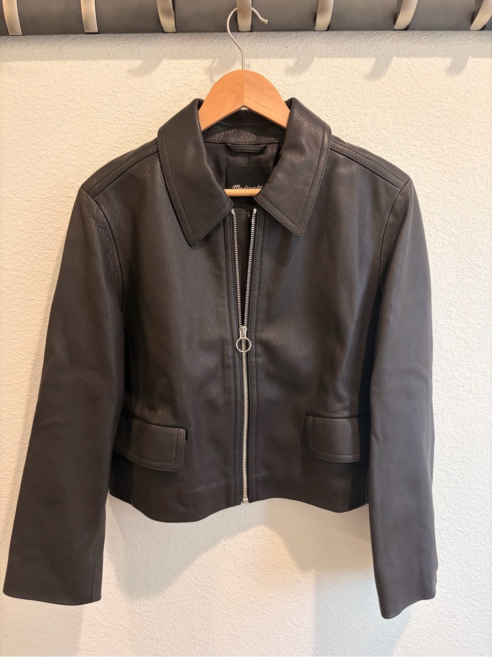 Madewell NWT Women’s Black Leather Zip-Front Jacket